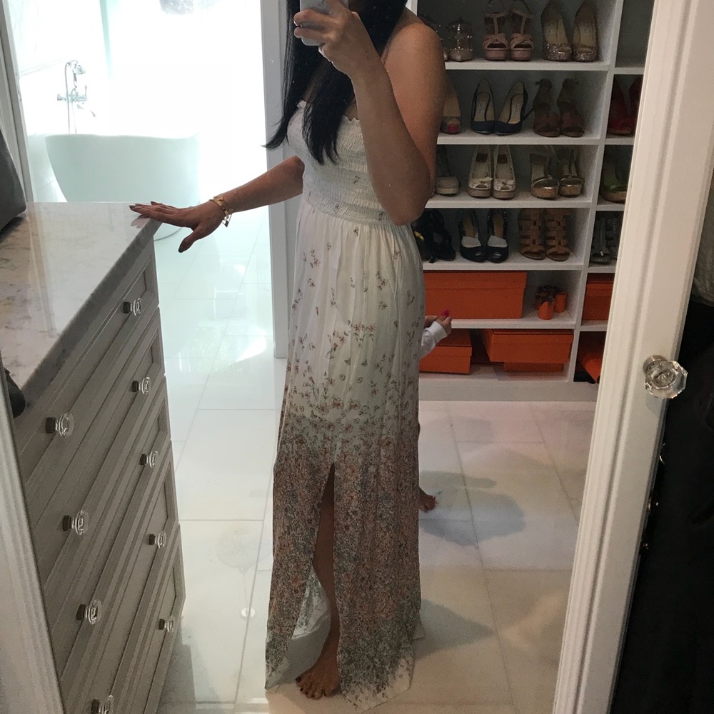 Floral ombré maxi pink & white strapless dress 👗 - Picture 5 of 5